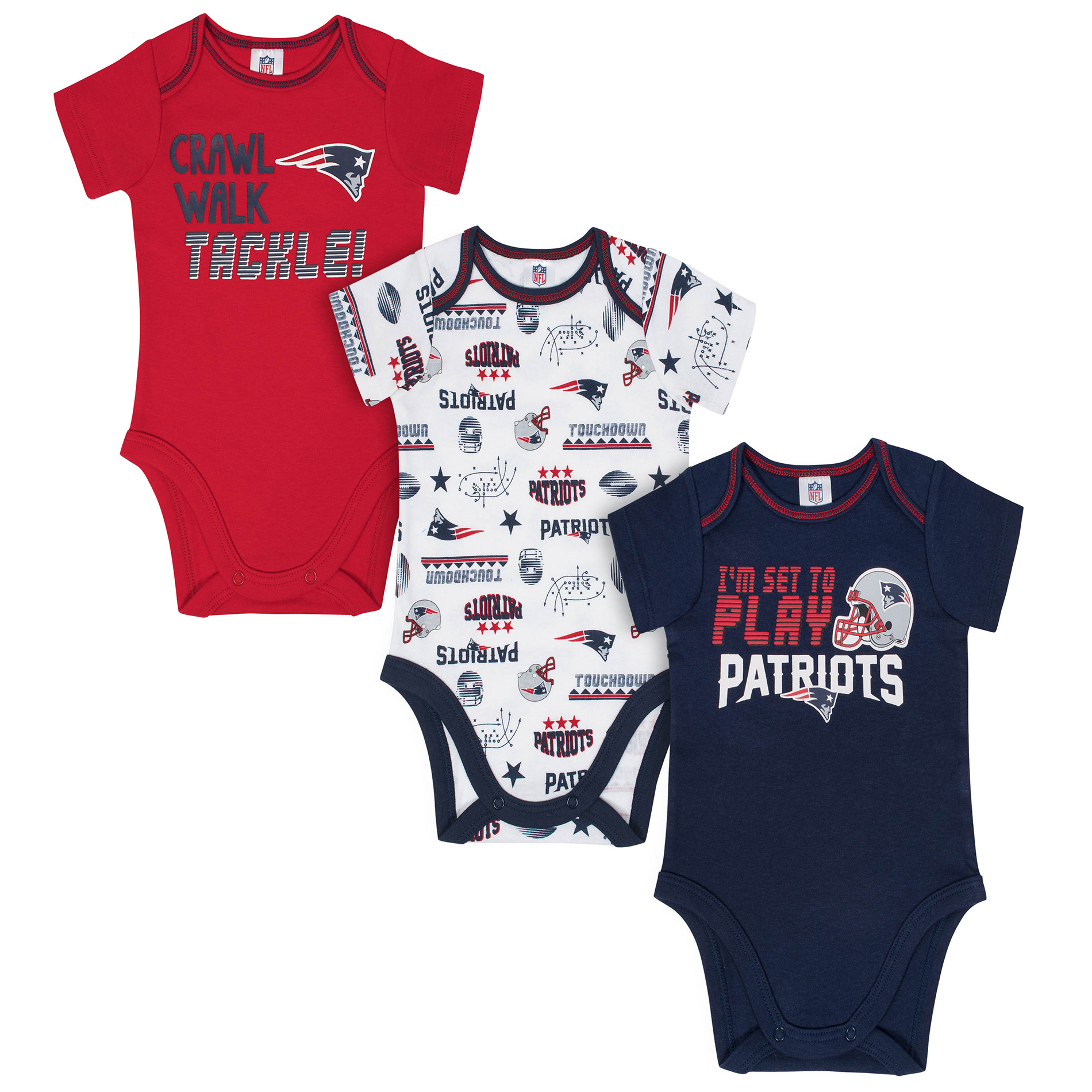NFL Infant Boys&#8217; 3-Pack Short-Sleeve Bodysuits - New England Patriots