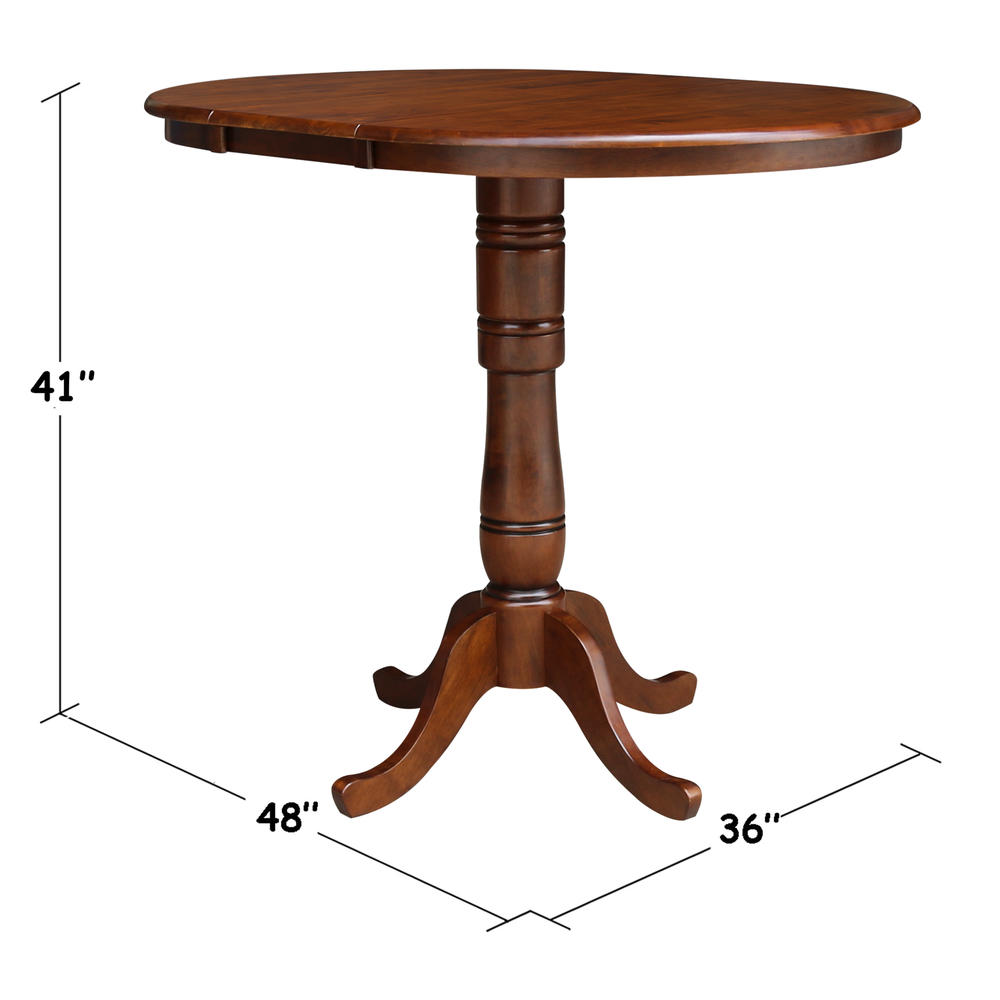 International Concepts Bar Height 36" Round Extension Table  with 12" Leaf in Espresso