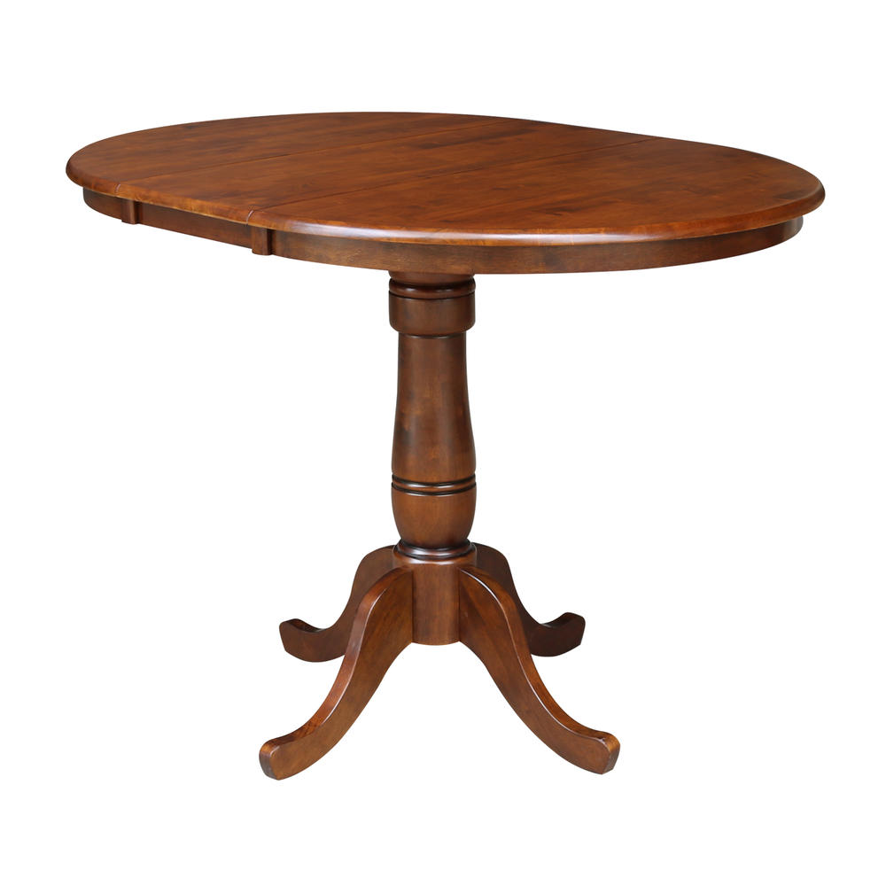 International Concepts Counter Height 36" Round Extension Table  with 12" Leaf in Espresso