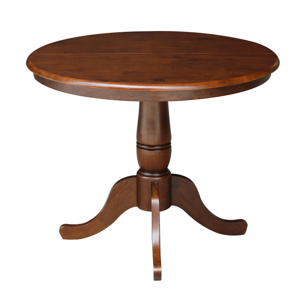 International Concepts 36" Round Extension Table  with 12" Leaf - Standard Height in Espresso