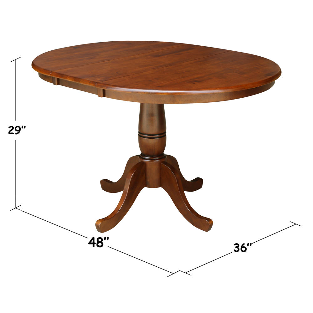 International Concepts 36" Round Extension Table  with 12" Leaf - Standard Height in Espresso