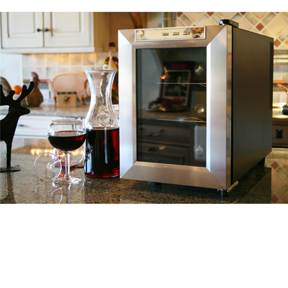 Vinotemp VT-6TEDS 6-Bottle Wine Cooler - Black/Brushed Aluminum Door
