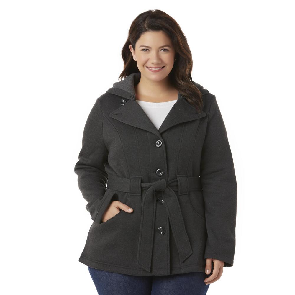 Simply Emma Women's Plus Single-Breasted Peacoat