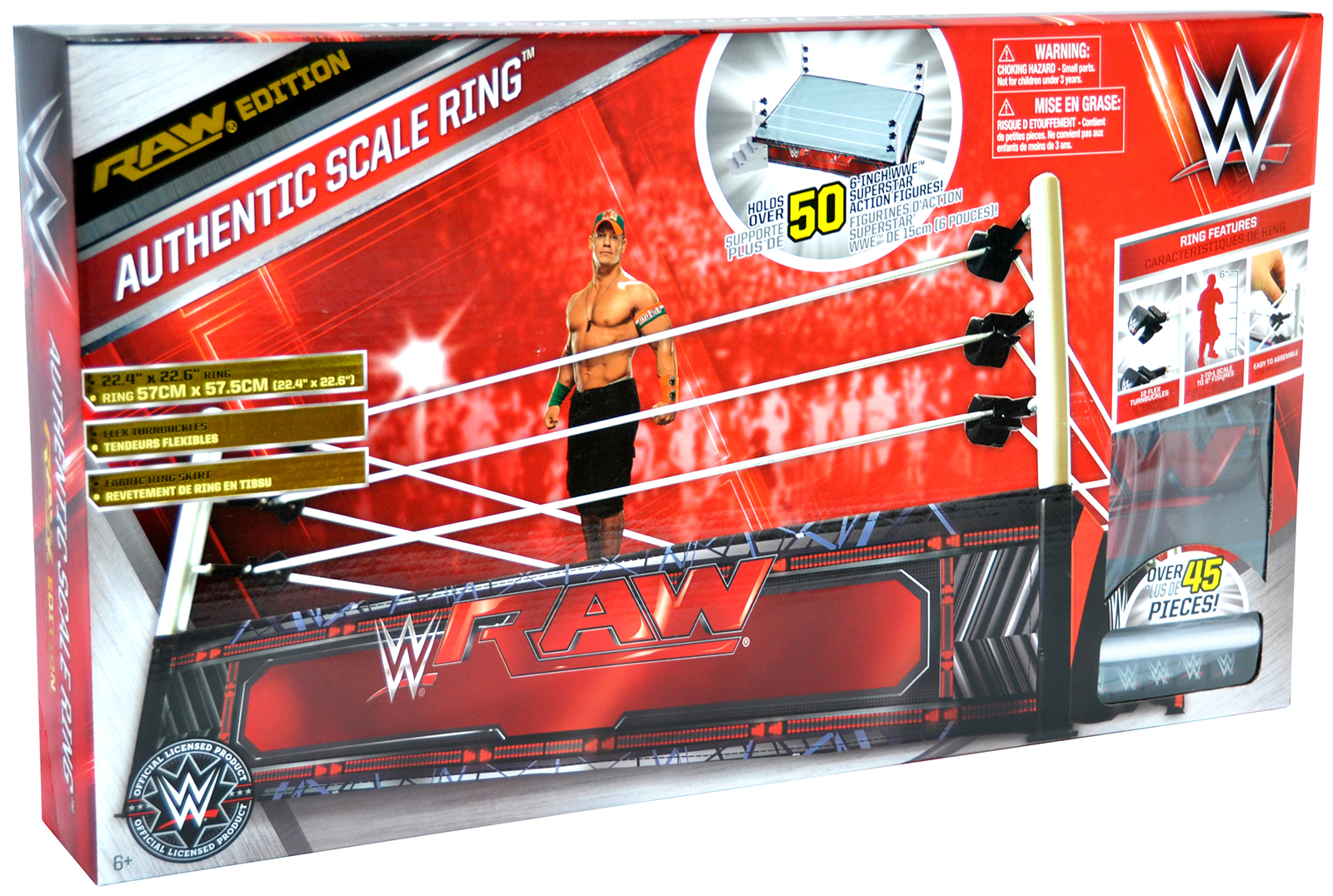 WWE "RAW Edition" Authentic Scale Ring Toy Wrestling Action Figure Ring