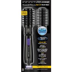 Conair INFINITIPRO BY CONAIR Hot Air Spin Brush, 2 Inch and 1 1/2 Inch, Black