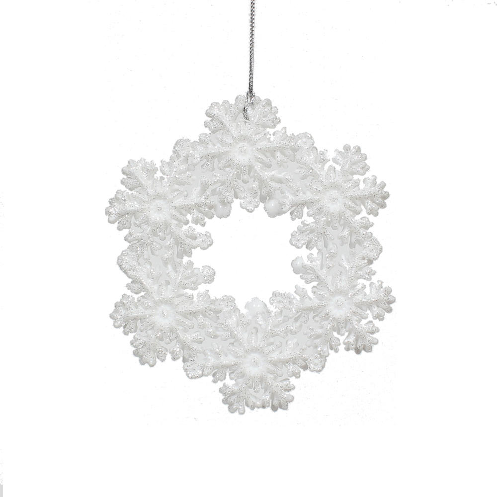 Donner & Blitzen Incorporated Snowflake White Wreath Ornament