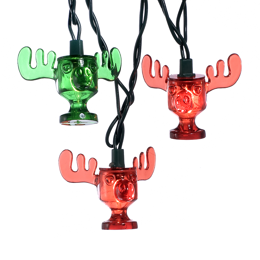 Kurt Adler 10-Light National Lampoon red and Green Wally World Moose Mug Light Set