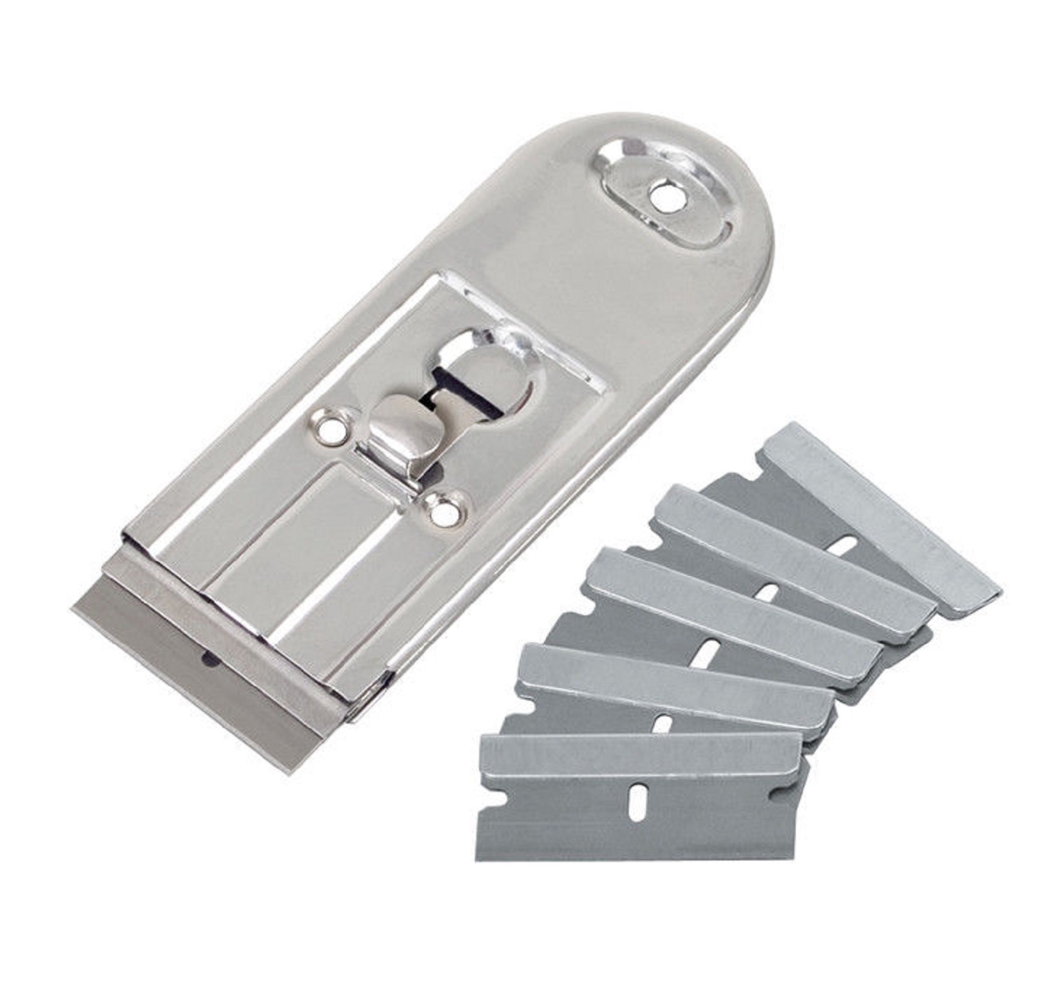 All Steel Retractable Safety Scraper with 5 Single Edge Steel Blades