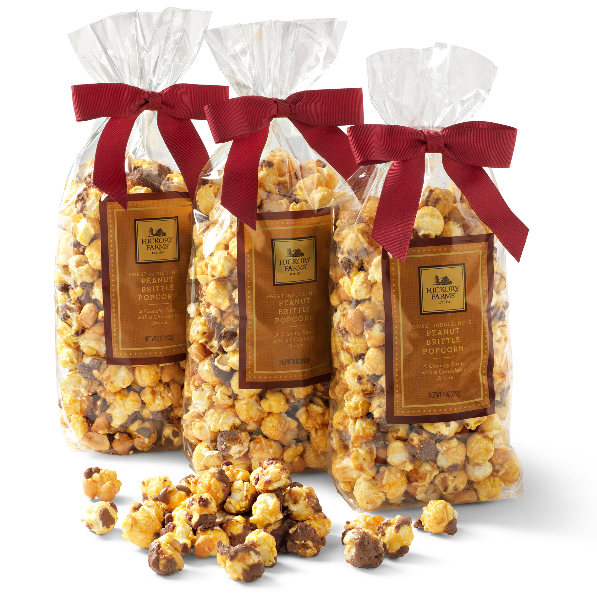 Hickory Farms Popcorn Peanut Brittle with Chocolate Drizzle, 8 Oz.