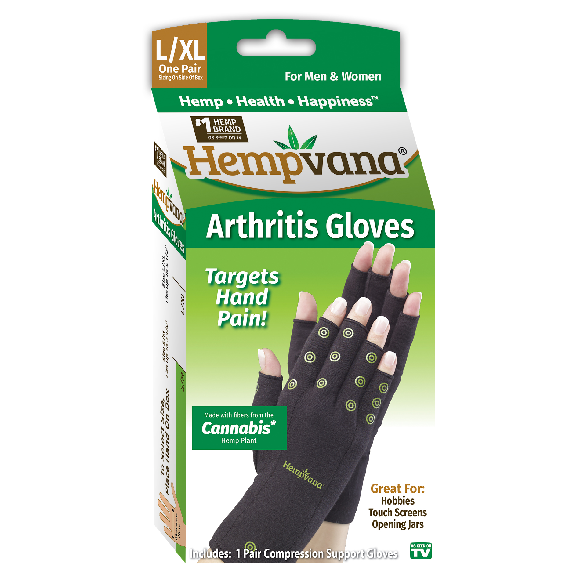 As Seen On TV Hempvana Compression Support Gloves - L/XL As Seen On TV Hempvana Compression Support Gloves - L/XL