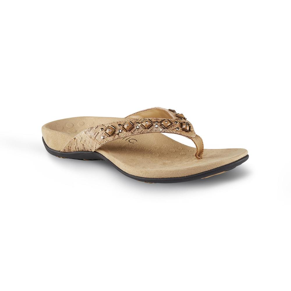 Vionic Women's Floriana Gold Embellished Thong Sandal
