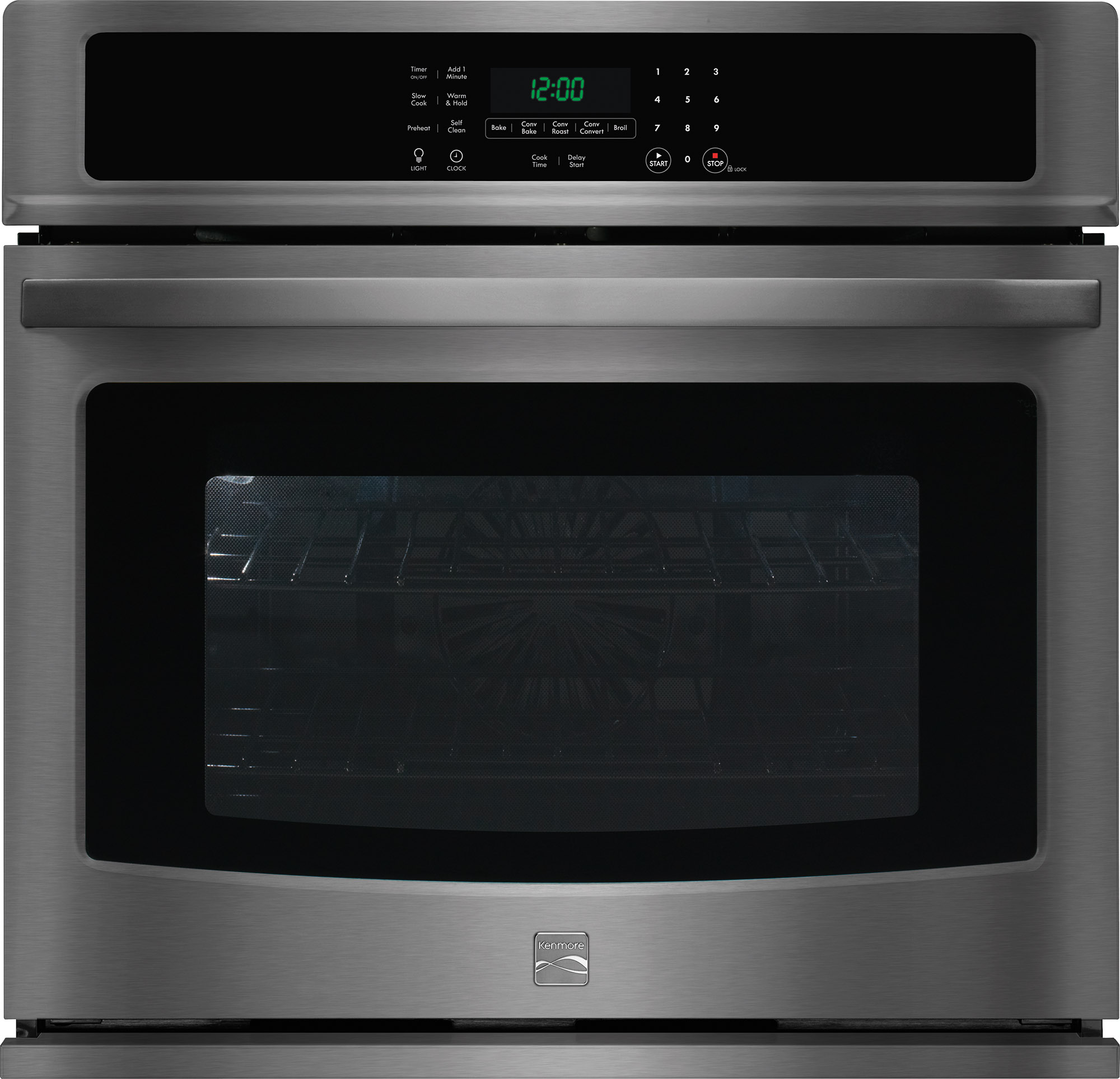 Kenmore 49517 30" Single Electric Wall Oven w/Convection Black SS