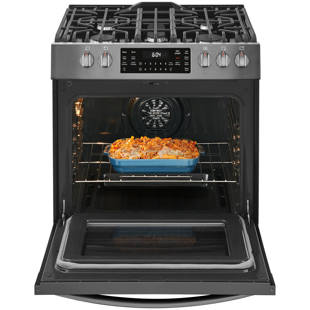Frigidaire Gallery FGGH3047VD  30'' Front Control Gas Range with Air Fry &#8211; Smudge Proof&#174; Black Stainless Steel