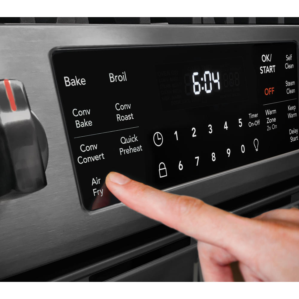 Frigidaire Gallery FGEH3047VD  30'' Front Control Electric Range with Air Fry &#8211; Black Stainless
