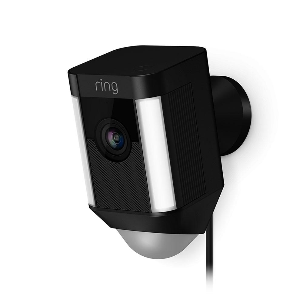 ring Spotlight Cam Wired Security Camera 1080P - Black