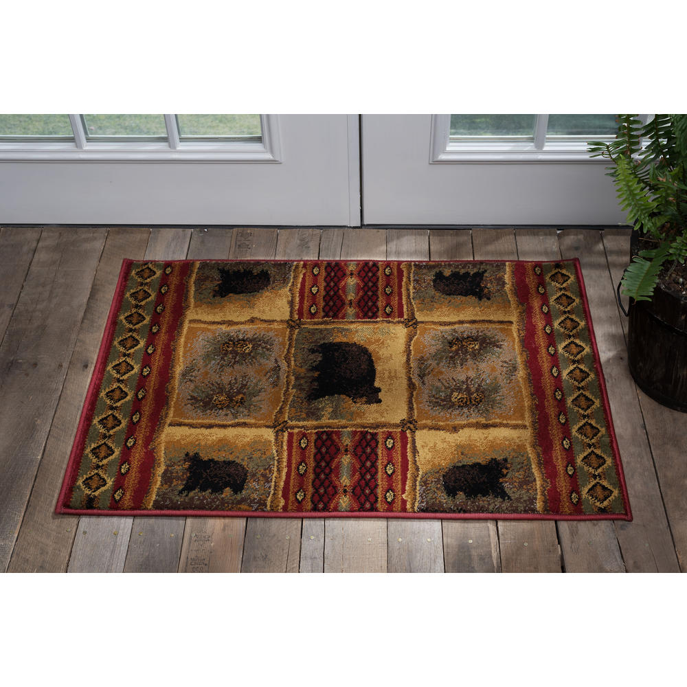 Tayse Rugs Nature Sierra Bear Red 2 ft. x 3 ft. Novelty Area Rug
