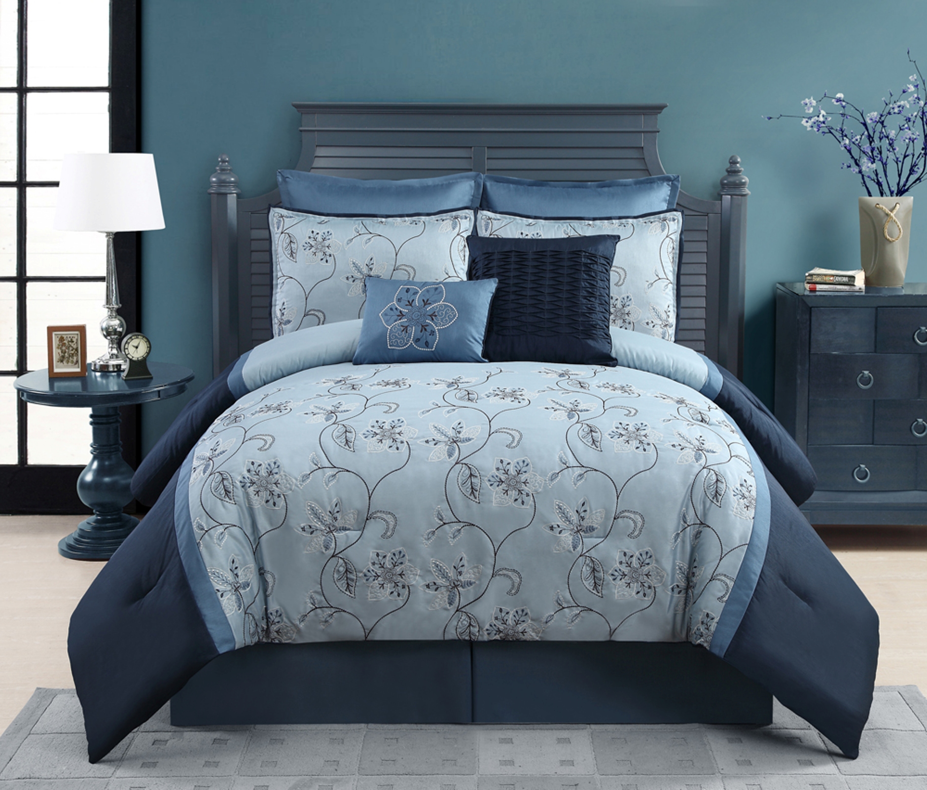 8 Piece Embroidered Comforter Set Ophelia