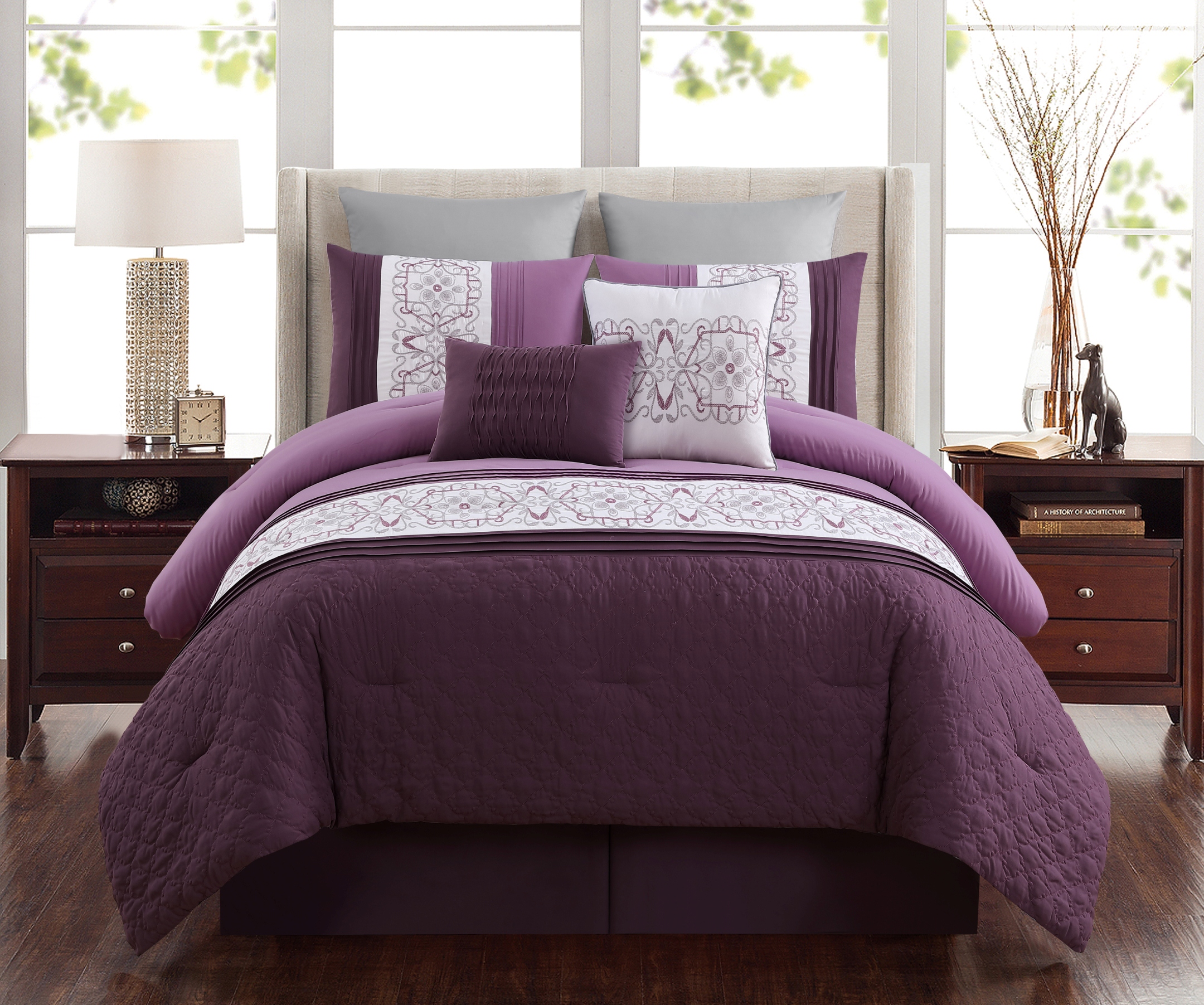 8 Piece Embroidered Comforter Set Tursi