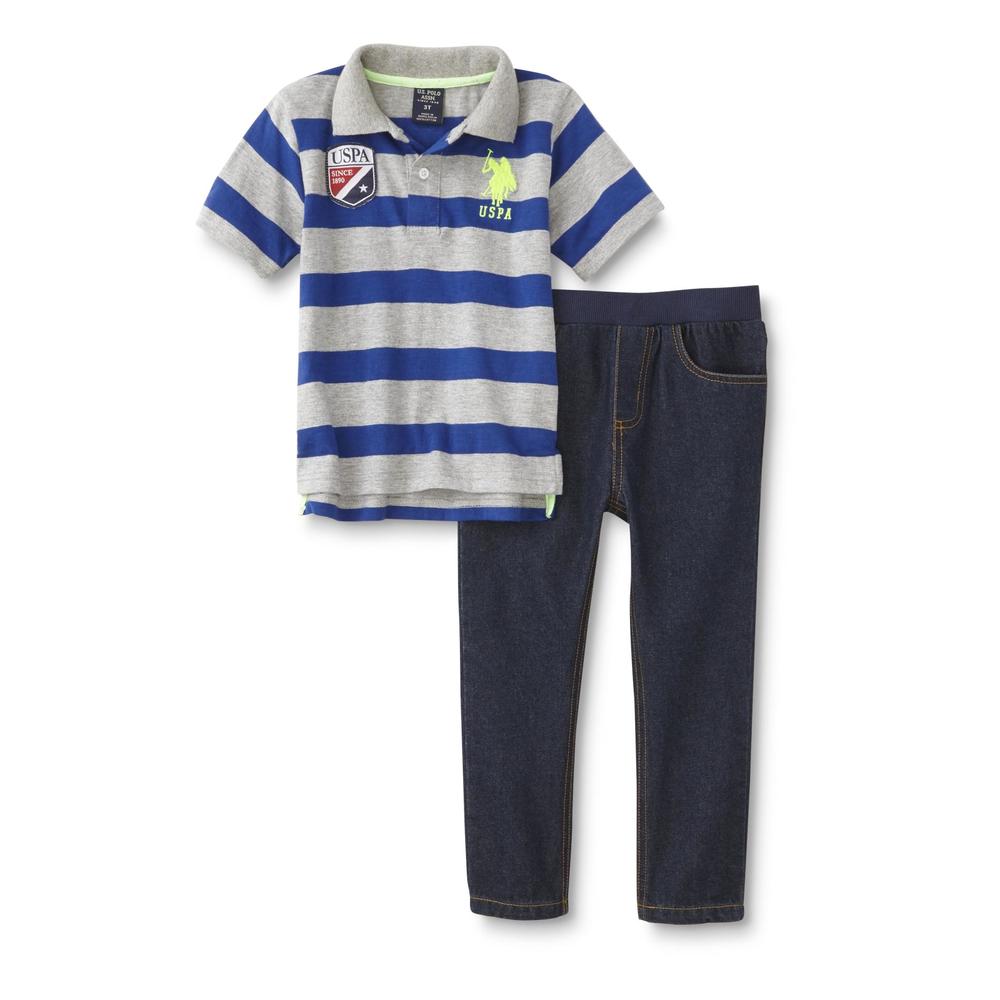 U.S. Polo Assn. Infant & Toddler Boy's Polo Shirt & Jeans - Striped