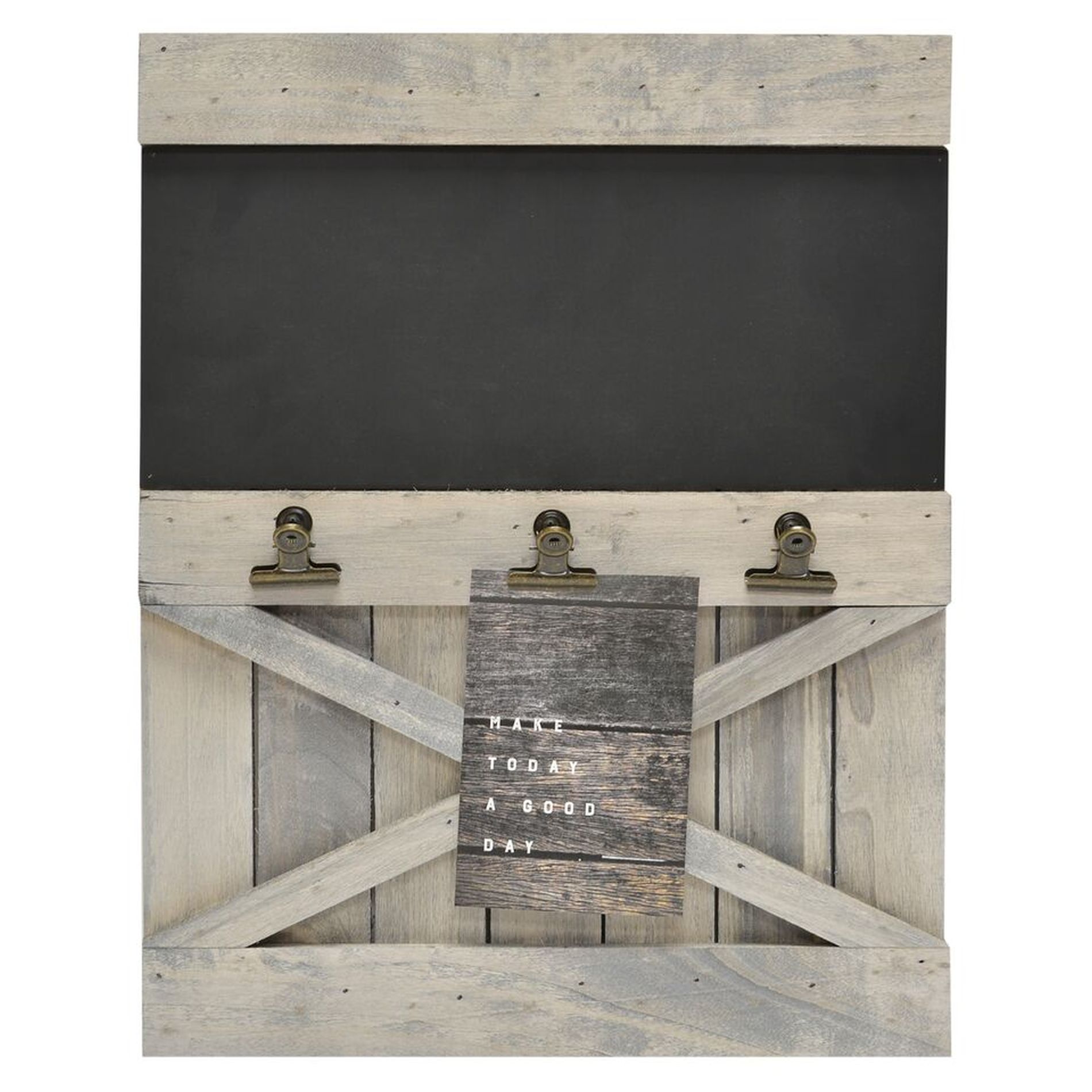 Planked Chalkboard with Clips Planked Chalkboard with Clips