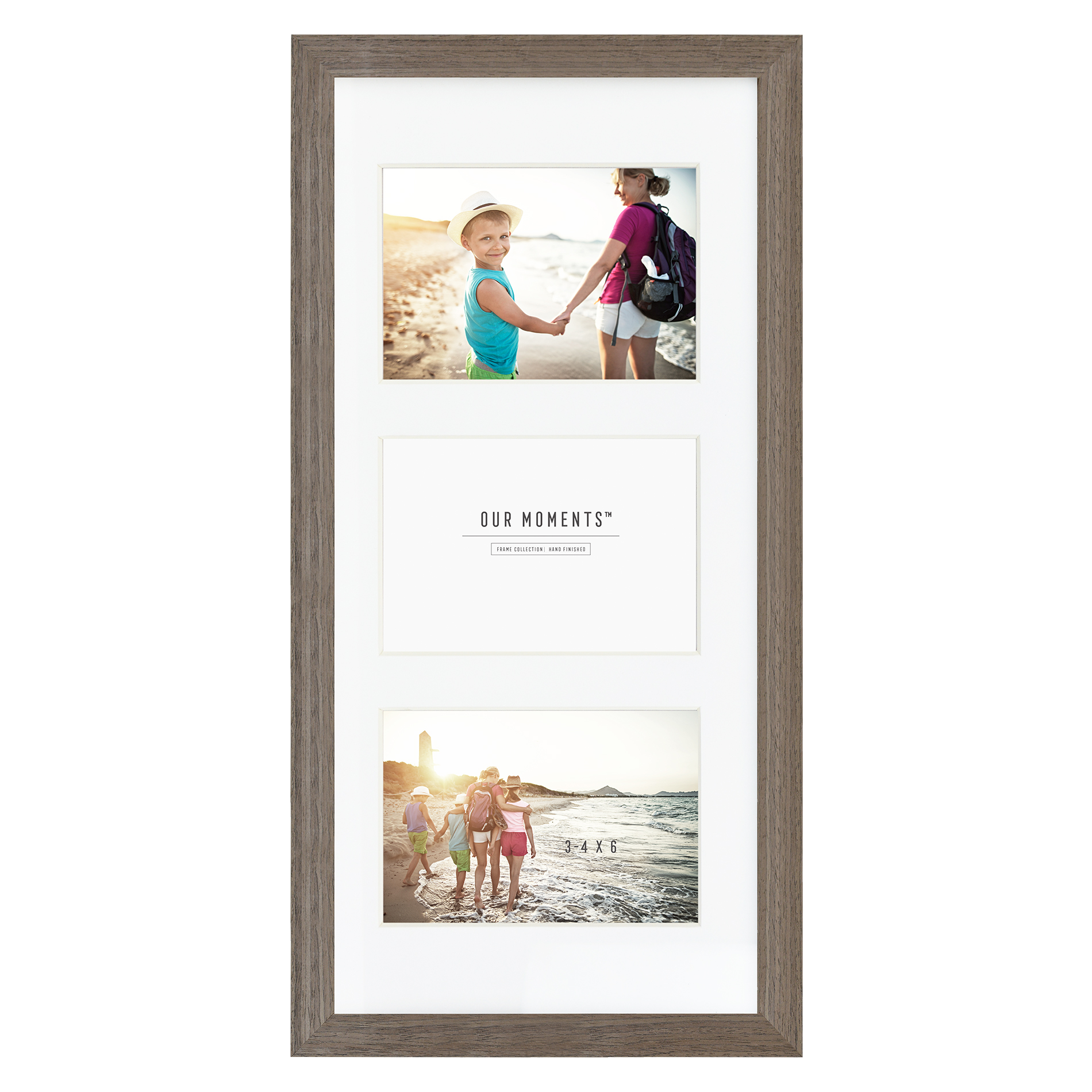 4&#8221; x 6&#8221; Three-Opening Picture Frame - Tan