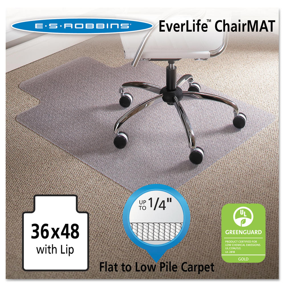 E.S. Robbins ES Robbins 36 x 48 Lip Chair Mat, Task Series AnchorBar for Carpet up to 1/4"