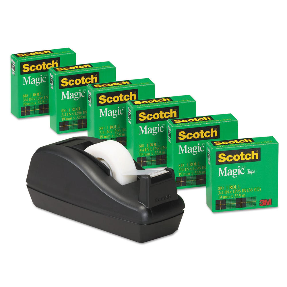 Scotch MMM810C40BK Magic Tape Value Pack w/C40 Dispenser, 3/4" x 1000