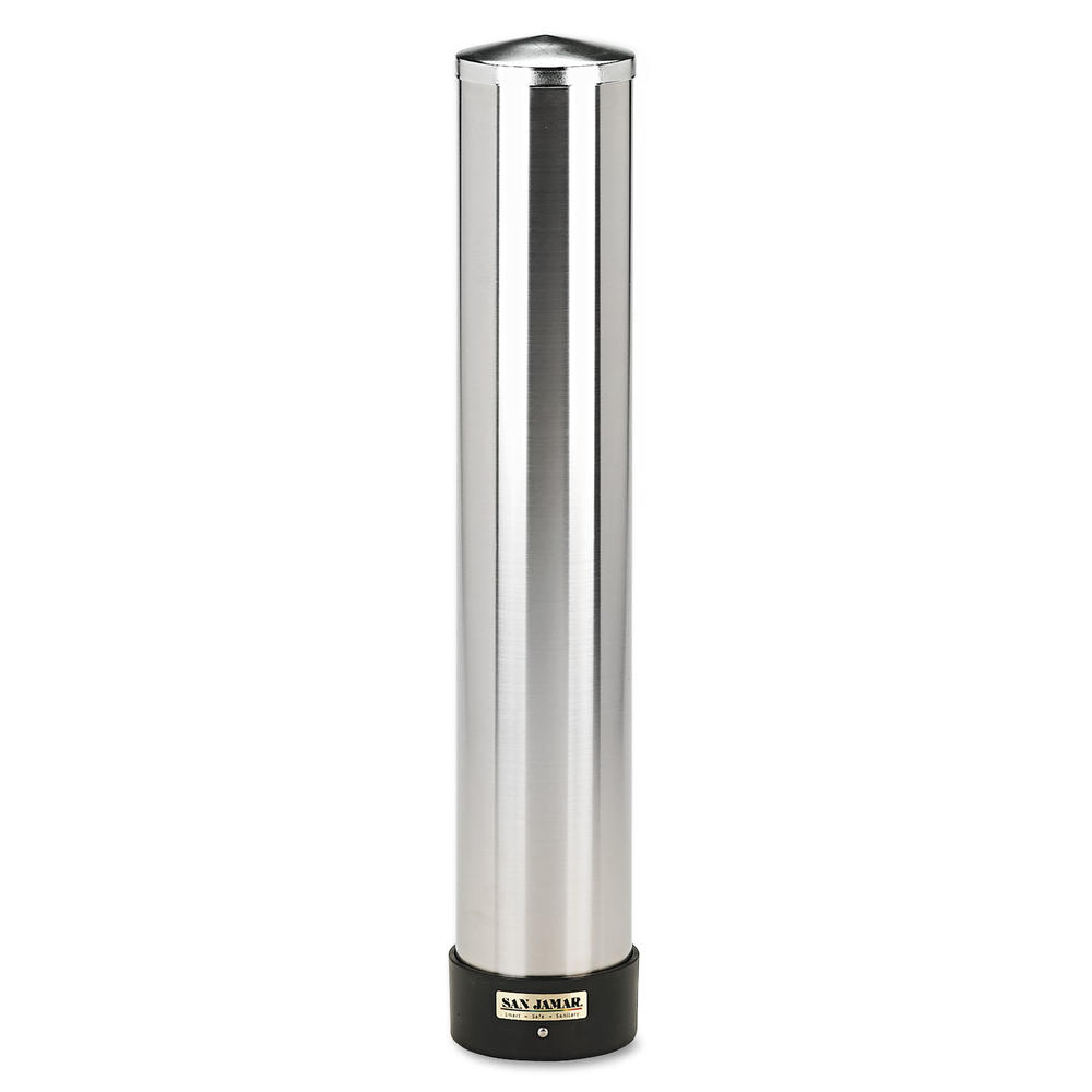 San Jamar SJMC3400P Large Water Cup Dispenser w/Removable Cap, Wall Mounted, Stainless Steel