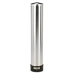 San Jamar Large Water Cup Dispenser With Removable Cap, For 12 Oz To 24 Oz Cups, Stainless Steel