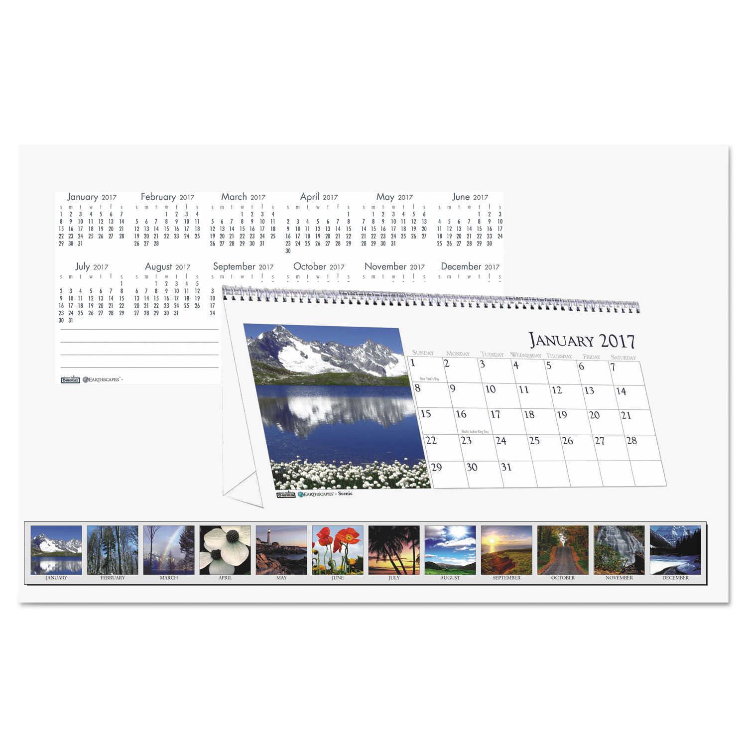 House of Doolittle HOD3649 &#8482; Recycled Scenic Photos Desk Tent Monthly Calendar, 8 1/2 x 4 1/2, 2017
