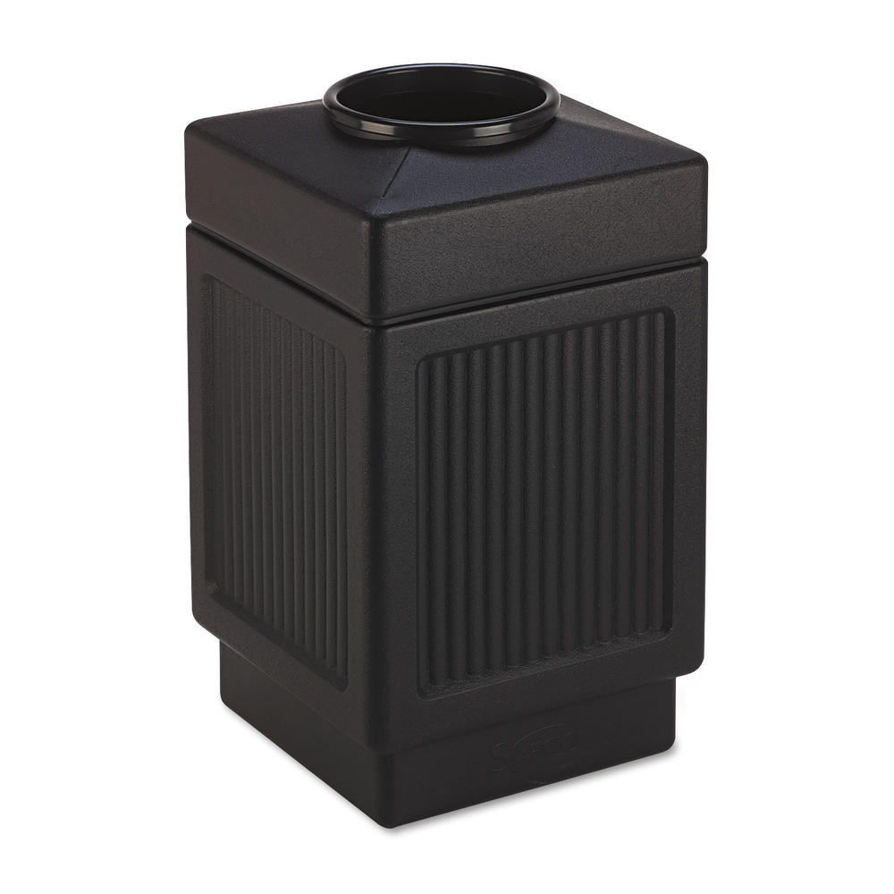 Safco SAF9475BL Canmeleon Top-Open Receptacle, Square, Polyethylene, 38gal, Textured Black
