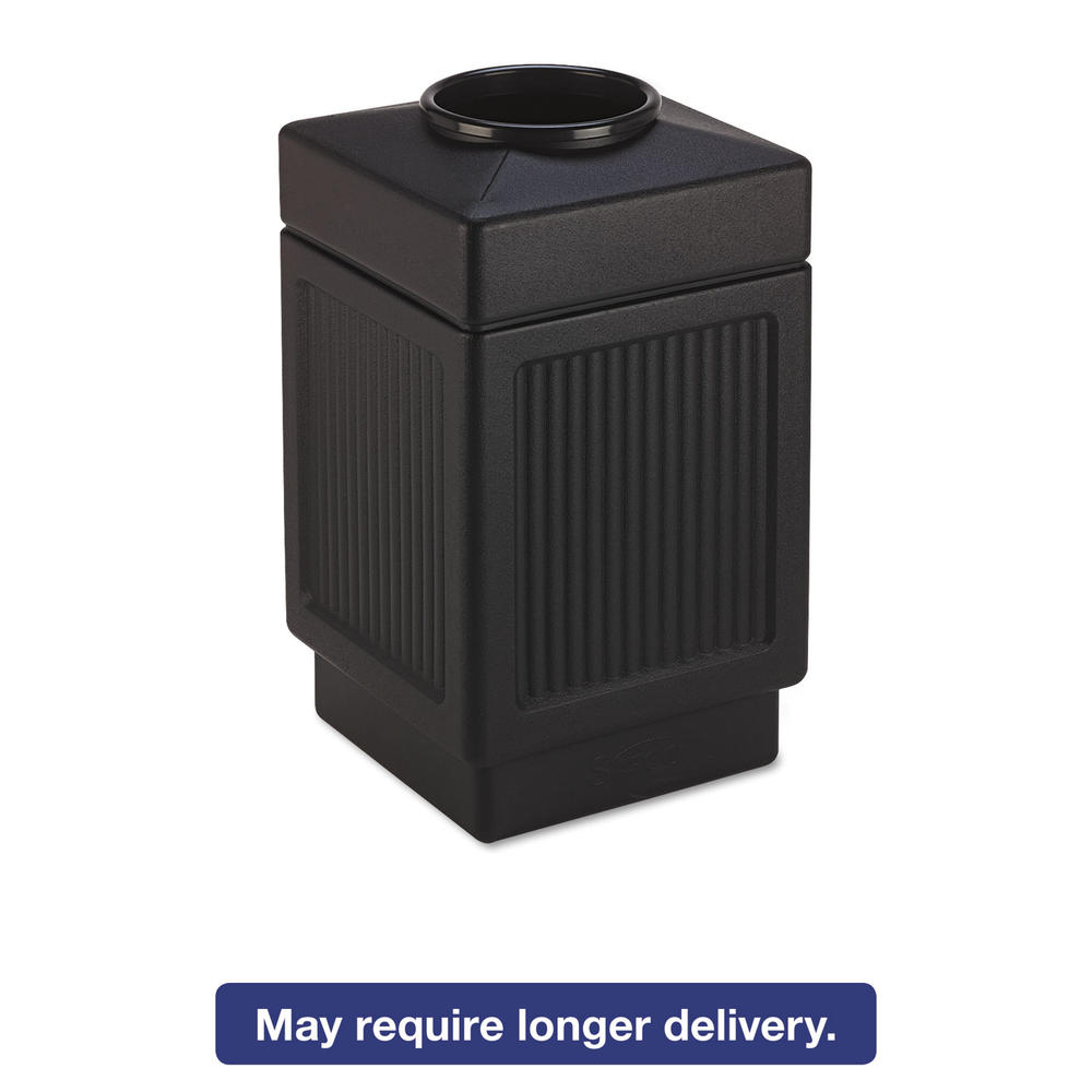 Safco SAF9475BL Canmeleon Top-Open Receptacle, Square, Polyethylene, 38gal, Textured Black