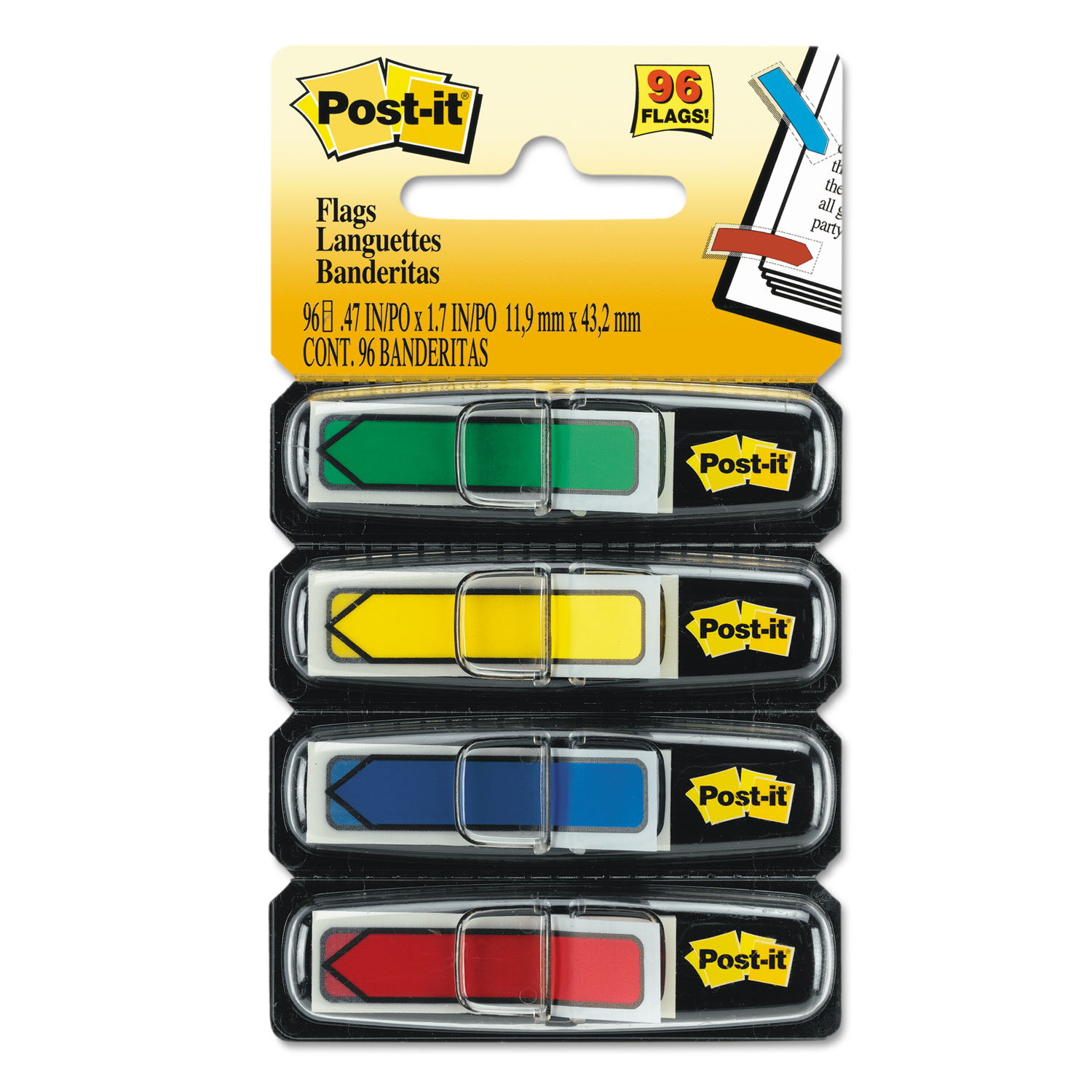 Post-it Arrow Message Flags, Notarize Yellow, 2 Dispensers Of 50 Flags Each - View #4