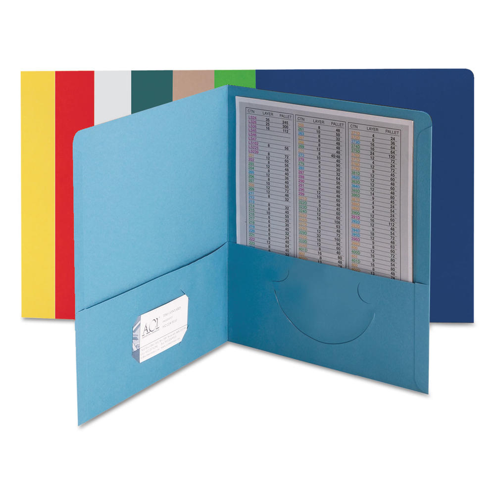 Smead SMD87850 Two-Pocket Folder, Textured Paper, Assorted, 25/Box