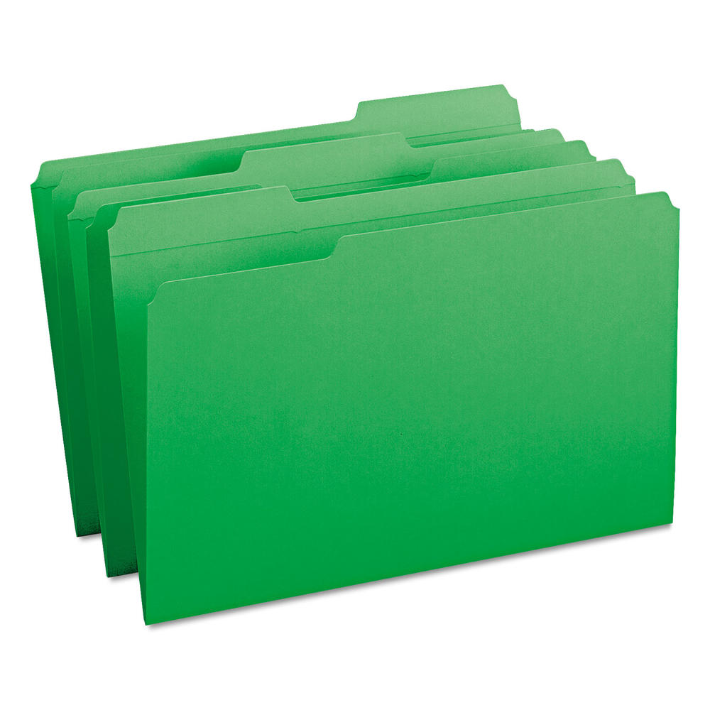 Smead SMD17134 File Folders, 1/3 Cut, Reinforced Top Tab, Legal, Green, 100/Box