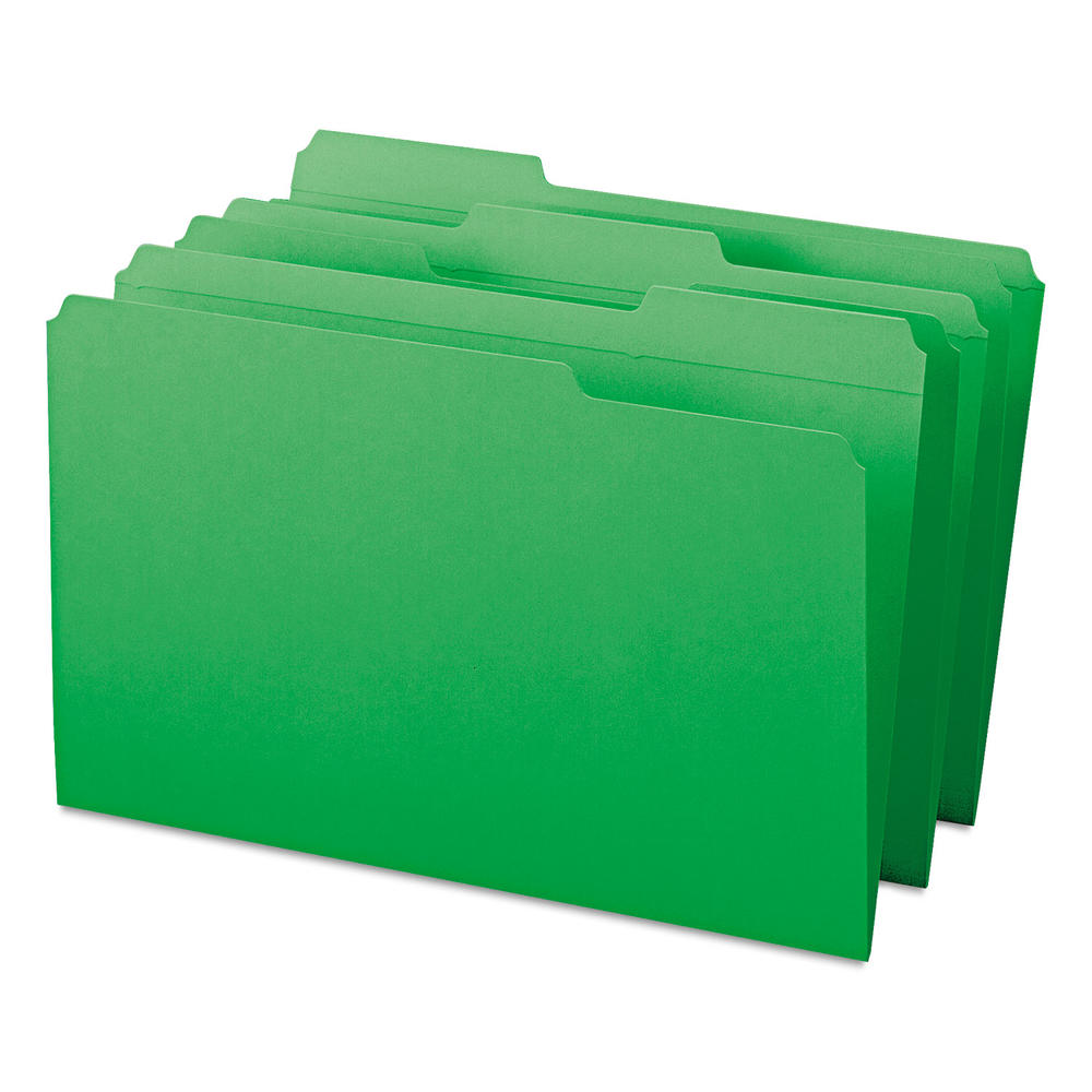 Smead SMD17134 File Folders, 1/3 Cut, Reinforced Top Tab, Legal, Green, 100/Box