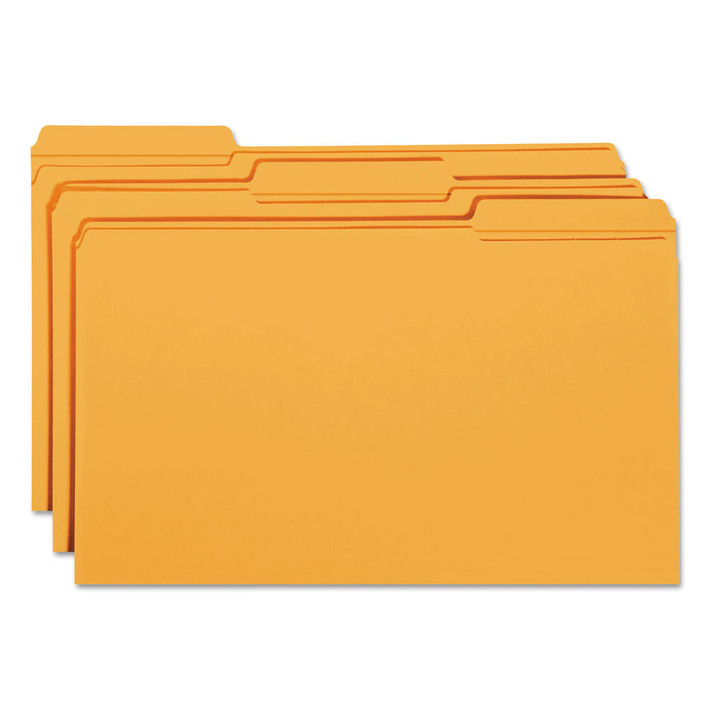 Smead SMD17534 File Folders, 1/3 Cut, Reinforced Top Tab, Legal, Orange, 100/Box