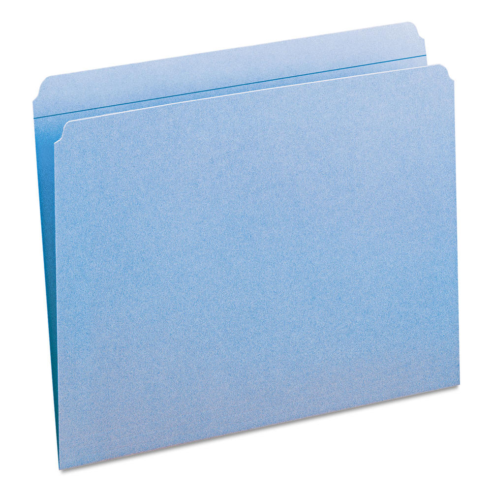 Smead SMD12010 File Folders, Straight Cut, Reinforced Top Tab, Letter, Blue, 100/Box