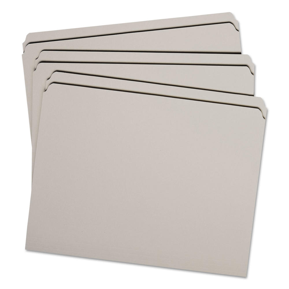 Smead SMD12310 File Folders, Straight Cut, Reinforced Top Tab, Letter, Gray, 100/Box