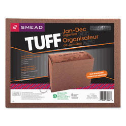 Smead Tuff Expanding Wallet, 12 Sections, Elastic Cord Closure, 1/6-Cut Tabs, Letter Size, Redrope
