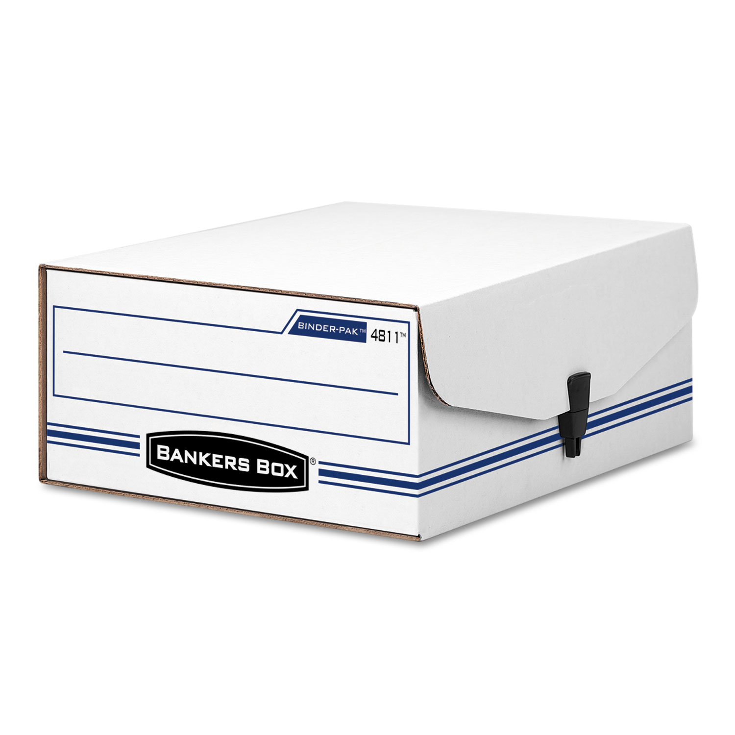 Bankers Box FEL48110 LIBERTY Binder-Pak Storage Box, Letter, Snap Fastener, White/Blue
