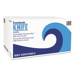 Boardwalk KNIFEHWBLA Full Length Polystyrene Cutlery- Knife- Black- 1000-Carton