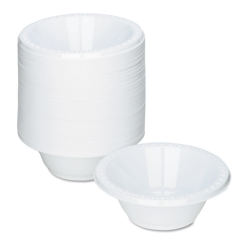 Tablemate TBL12244WH Plastic Dinnerware, Bowls, 12oz, White, 125/Pack