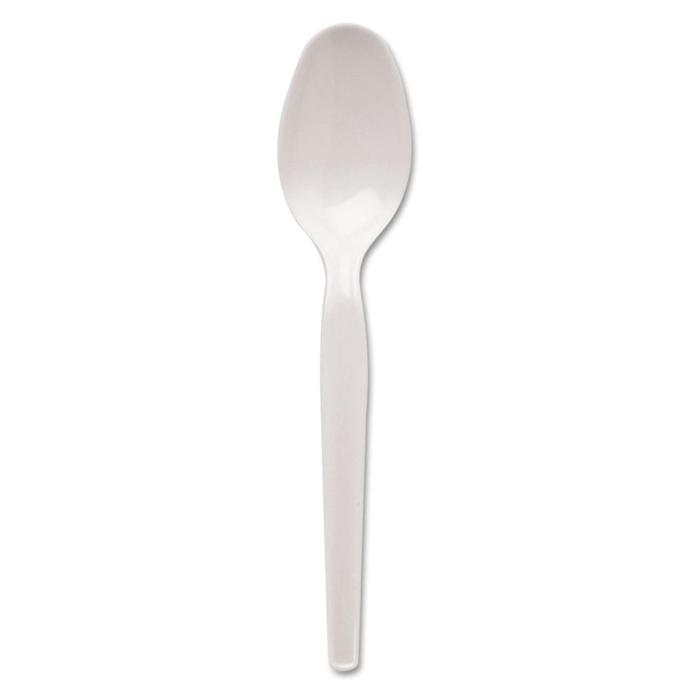 Dixie DXETH207 Plastic Cutlery, Heavyweight Teaspoons, White, 100/Box