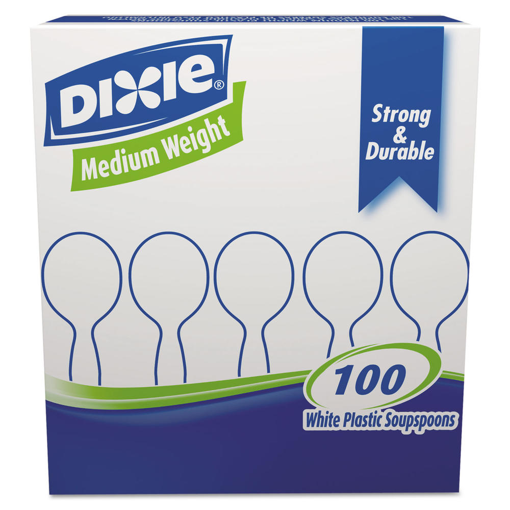 Dixie DXESM207 Plastic Cutlery, Heavy Mediumweight Soup Spoon, 100-Pieces/Box