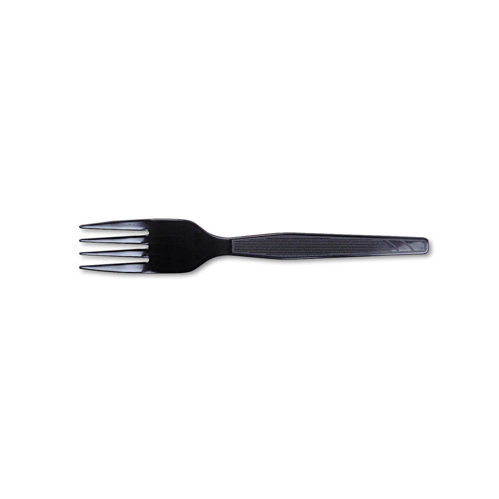Dixie DXEFM507 Plastic Cutlery, Heavy Mediumweight Forks, Black, 100/Box