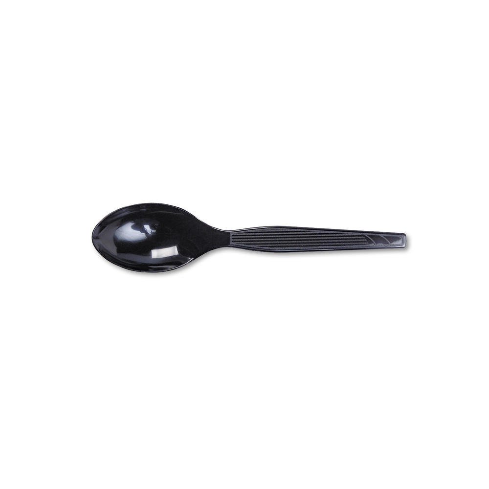 Dixie DXETM507 Plastic Cutlery, Heavy Mediumweight Teaspoons, Black, 100/Box