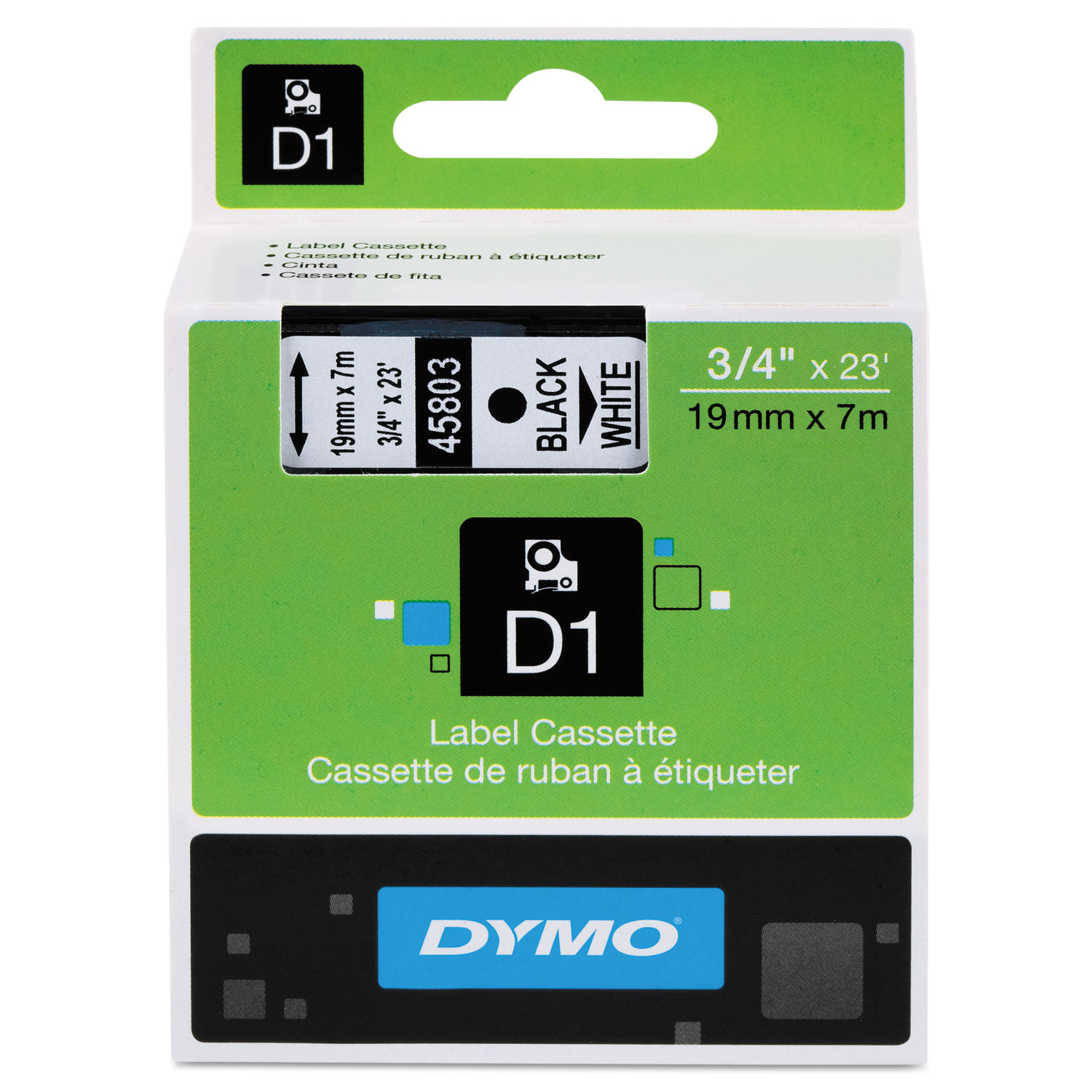 DYMO DYM45803 D1 High-Performance Polyester Removable Label Tape, 3/4" x 23 ft, Black on White