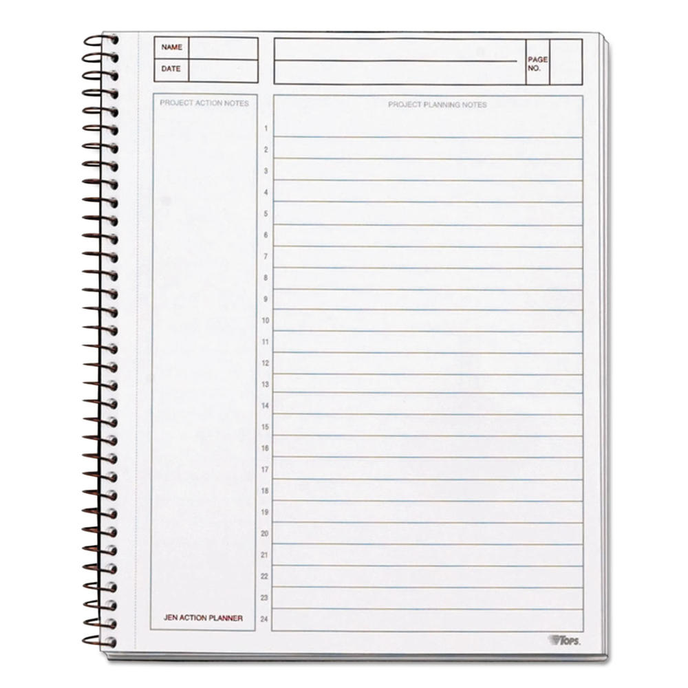 TOPS TOP63827 &#8482; JEN Action Planner, Ruled, 8 1/2 x 6 3/4, White, 84 Sheets