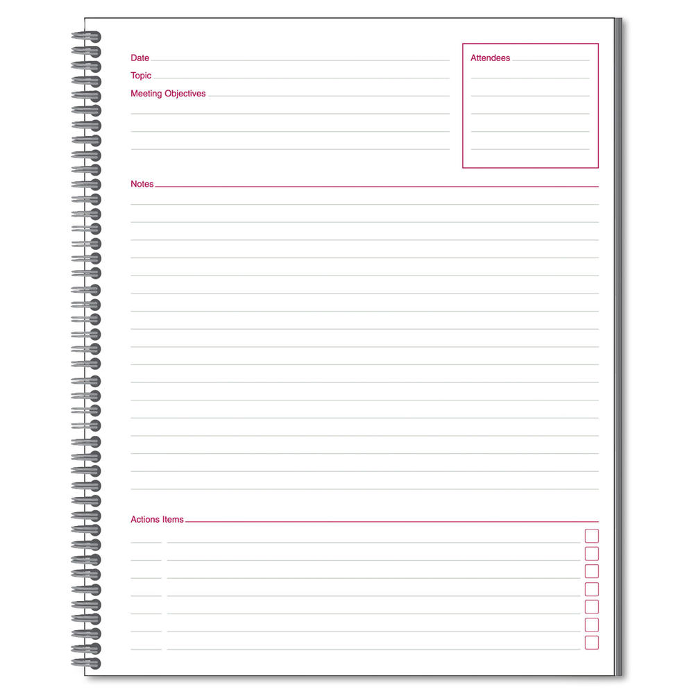 Cambridge MEA06132 Side Bound Guided Business Notebook, Linen, Meeting Notes, 11 x 8 1/4, 80 Sheets